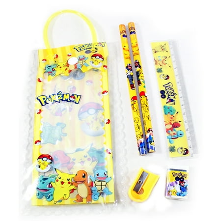 Pokemon Pikachu & Friends Bag Set: Pencil, Eraser, Sharpener Ruler