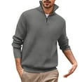 thumbnail image 1 of ZCFZJW Fall Mens Casual Ribbed Long Sleeve Half Zipper up Sweaters Trendy Solid Lightweight Soft High Neck Knitted Pullover Tops Thin Jacket Dark Gray XXXL, 1 of 5