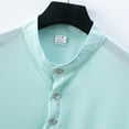 thumbnail image 5 of hotojiny Golf Shirts for Men Casual Short Sleeve Breathable Pique Henley T Shirts Classic Collarless Button Work Shirts for Men, 5 of 6
