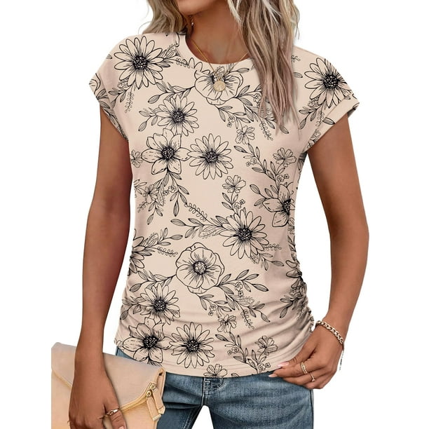 Tops SAMPEEL - Bonita camiseta de manga corta para mujer, talla 2XL