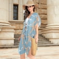 thumbnail image 3 of Beach Vacation Clothes Kimono Cardigan Loose Swimsuit Cover Up for Women Palm Trees and Wave M, 3 of 6