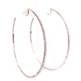 thumbnail image 2 of Clip-on Earrings Thin Crystal Hoops Rose Gold 3 inch Hoop Earrings Large, 2 of 3