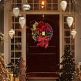 thumbnail image 4 of Christmas Wreaths for Front Door, Artificial Lighted Christmas Wreath, Large Red Bow Ribbon Christmas Door Decor, 15.7 Inch Vintage Christmas Decorations for Indoor Outdoor Use, 4 of 9
