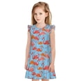 thumbnail image 1 of Fotbe Flamingo Vestido de Dormir para Niñas de 3 a 10 Años, Mangas Cortas, Estilo Princesa, Pijama Camisón con Mangas Voladas-Small, 1 of 6