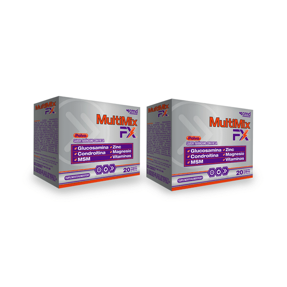 MULTIMIX FX Glucosamina, Condroitina Vitaminas y Minerales | CMD | Duo pack con 2 cajas de 20 sobres c/u.