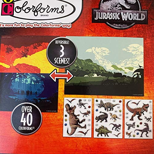 New! 3 Colorforms 40 Stickers Story Adventure Jurassic World Age 3 Scenes
