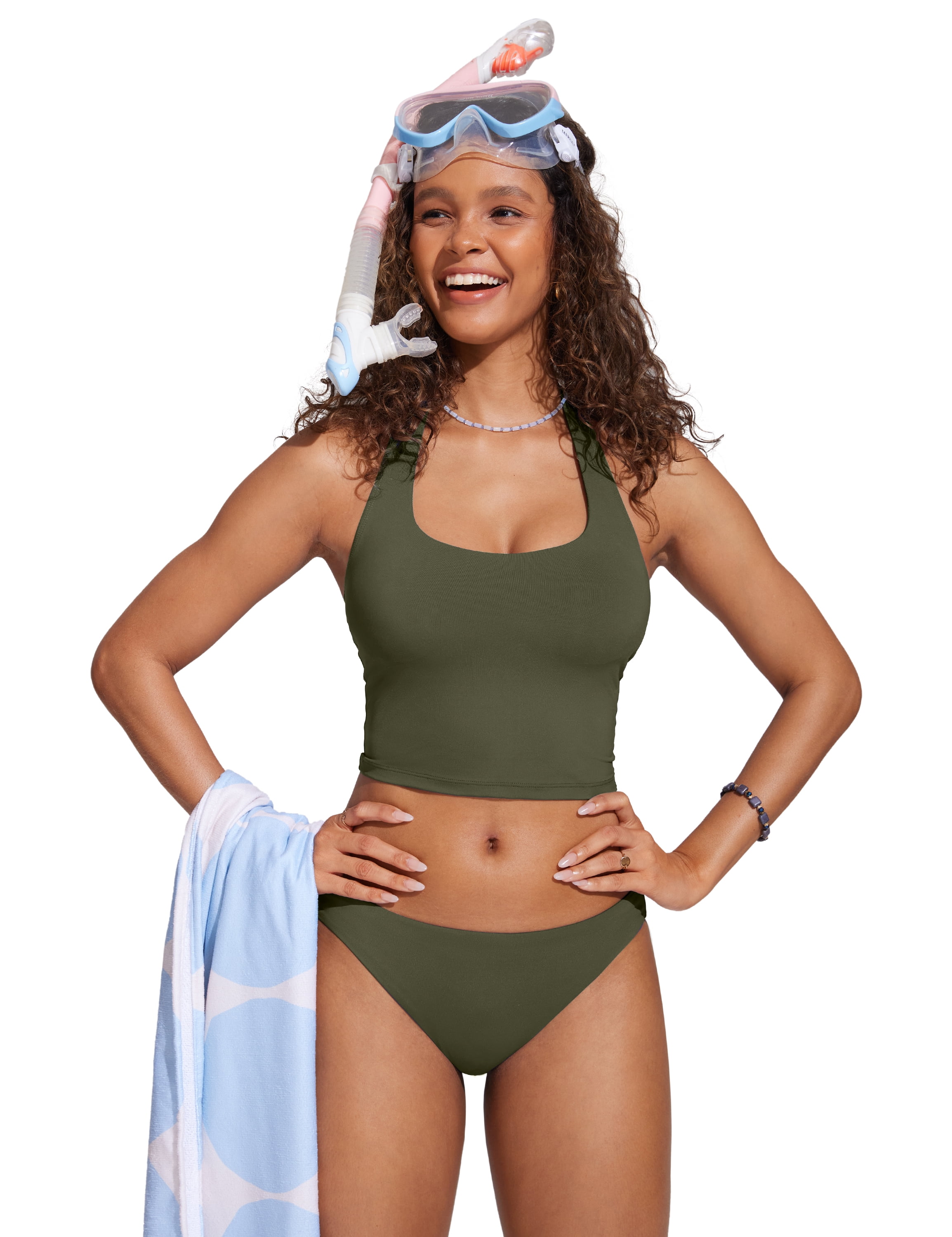 CRZ YOGA Low Waisted Bikini Bottom for Women Basic Bathing Swimsuit Swim Briefs