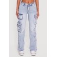 thumbnail image 4 of Women's Star Applique Acid Wash Straight Leg Cargo Jeans, 4 of 5