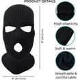 thumbnail image 6 of GRNSHTS Unisex 3 Hole Winter Knitted Mask, Outdoor Sports Full Face Cover Ski Mask Warm Knit Balaclava for Adult (Black), 6 of 9