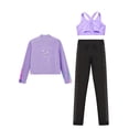 thumbnail image 5 of Miaeowve Kid Girls Figure Ice Skating Training Suit Long Sleeve Zipper Jacket Crop Top and Skating Purple 12, 5 of 6