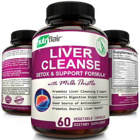 NutriFlair Liver Support and Detox Supplement, Max Strength Liver Cleanse Detox Formula with Milk Thistle, 60 (Best Gentle Detox Cleanse)