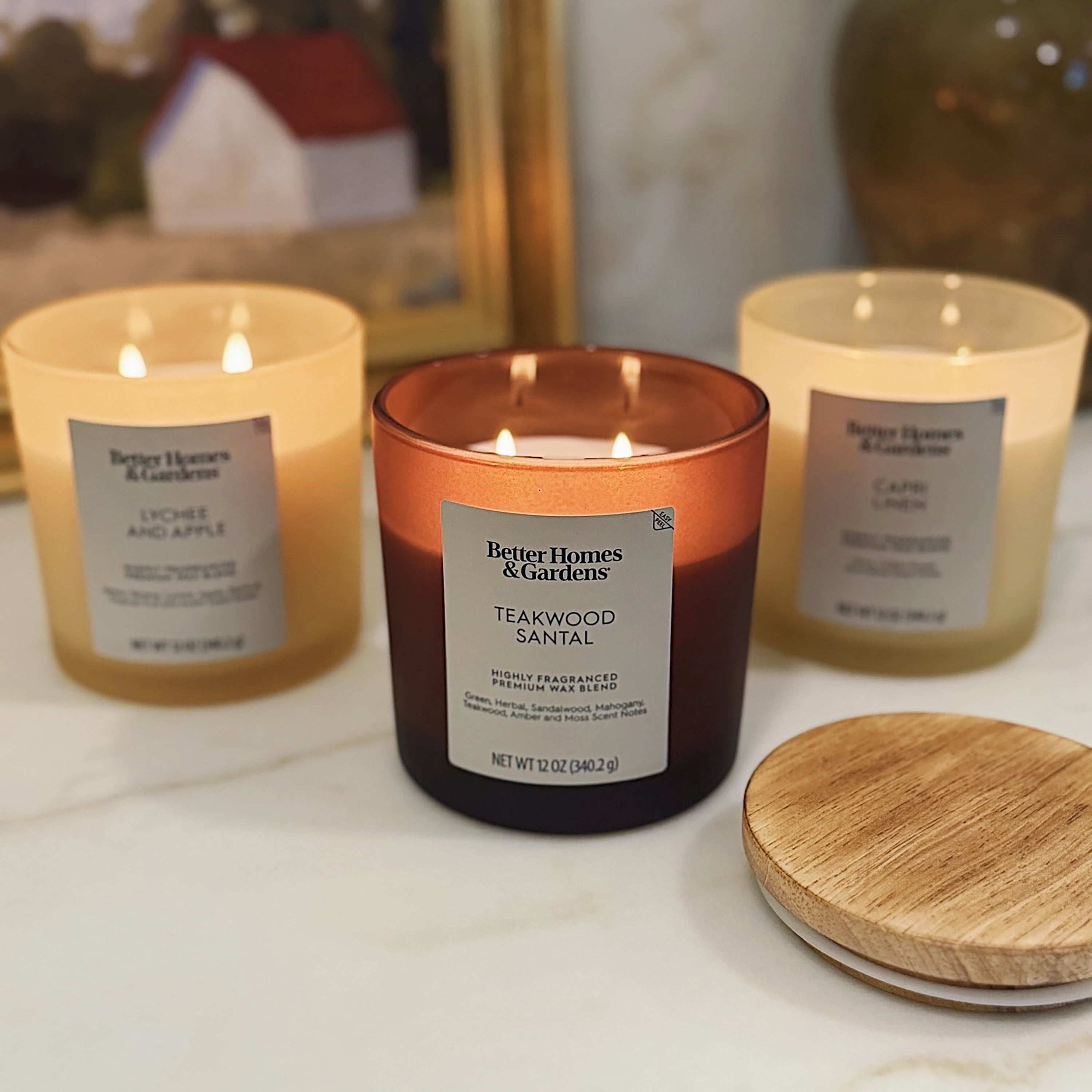 Better Homes & Gardens Teakwood Santal Scented 2-Wick Frosted Jar