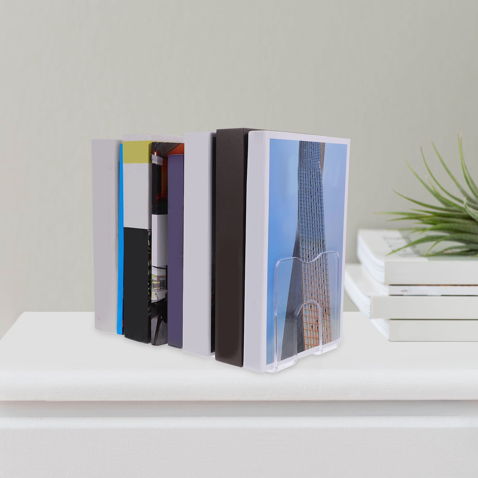 FONDOTIN 4-Pack Clear File Rack Organizer, Multifunctional Storage for Office, School Desk, Home, and Workspace