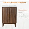 thumbnail image 6 of Ktaxon Fluted 24'' Bathroom Vanity Set with Sink Ceramic Top & U - shaped Shelf, Walnut (Split Two Packages for Delivery), 6 of 9