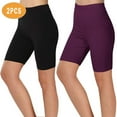 thumbnail image 2 of Diufon Two Pack Women's Legging Shorts Solid Color Athletic Shorts Summer High Waist Yoga Shorts, 2 of 4