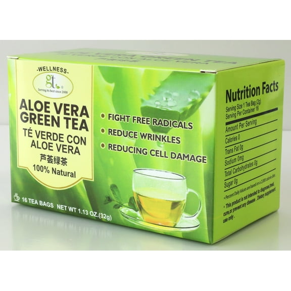 GT Aloe Vera Green Tea, 1.13 Ounce Box (16 Tea Bags)