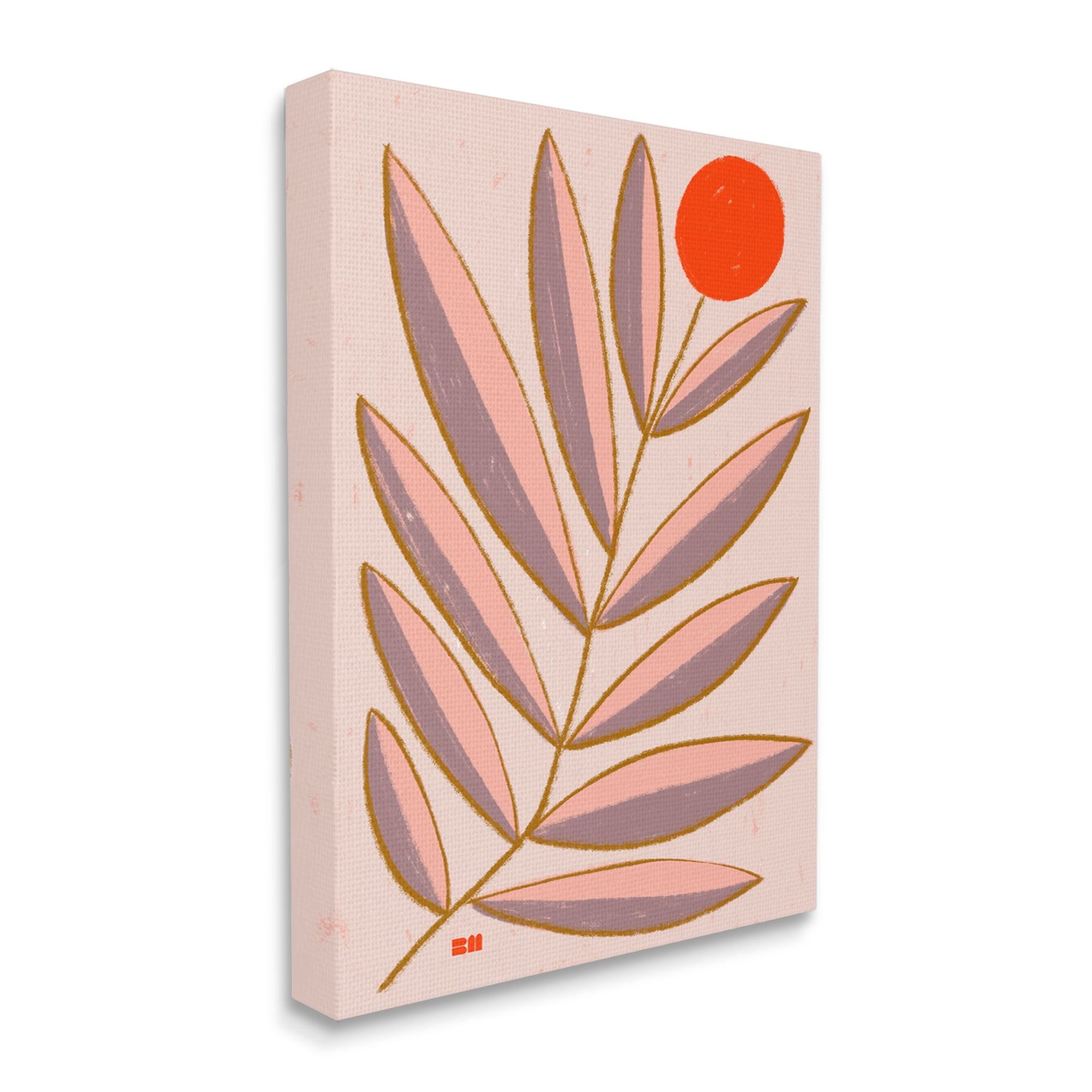 Stupell Industries Boho Plant Leaves Botanical & Floral Painting Gallery Wrapped Canvas Art Print Wall Art, 30 x 40