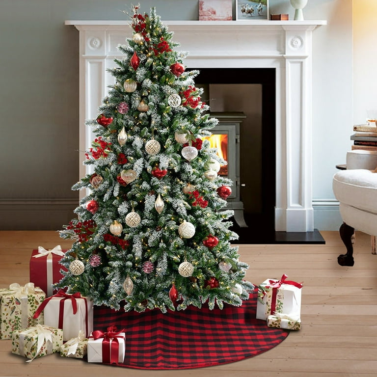 Grey buffalo plaid 2025 tree skirt