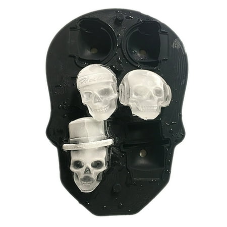 

ForestYashe Halloween Skull 6 holes Ice Tray Silicone Ice Frozen Party Home Candy Mold brass Ice Cube Mold Black