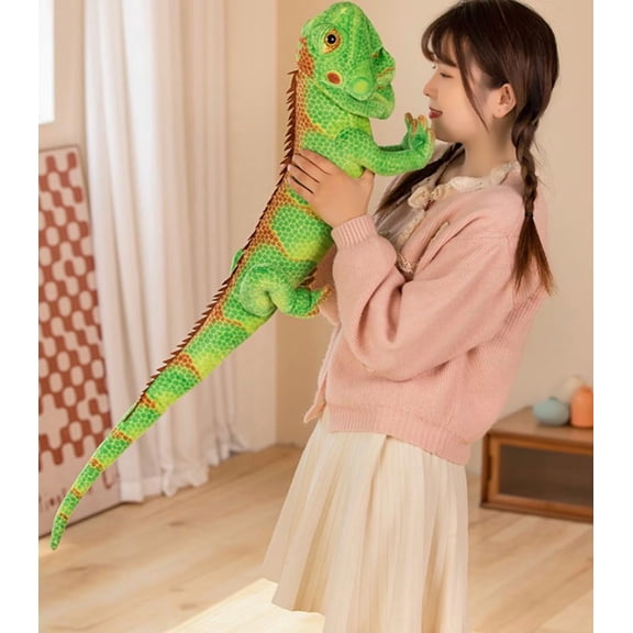 NCQ Realistic Green Lizard Stuffed Animal Toys, Chameleon Dolls, Reptile Soft Toys Maned Lizards, Wildlife Gifts for Kids (26.5 inches)
