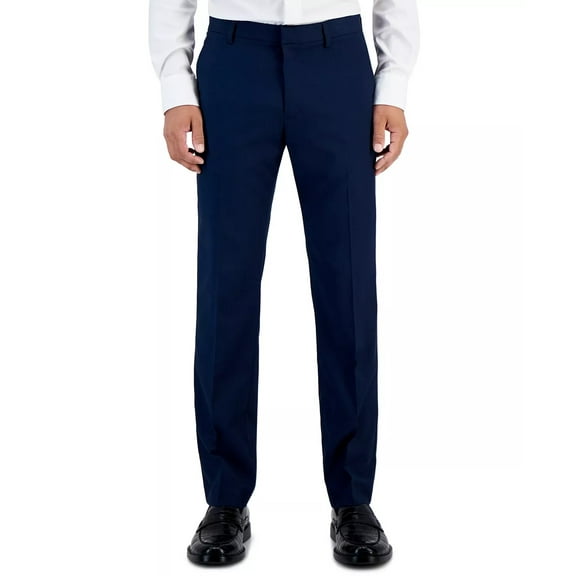 Perry Ellis Mens Slim fit Dress Pants 34 / 32 Navy Blue Solid Stretch