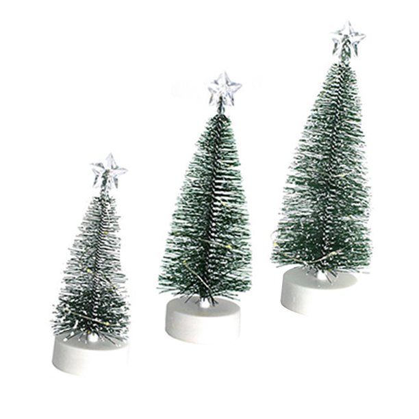 Bewildely Árbol de Navidad artificial, árboles LED encantadores con Base de madera, escenas de árboles en miniatura portátiles, exquisita decoración Kits de decoración para fiestas Bewildely HA037806-00