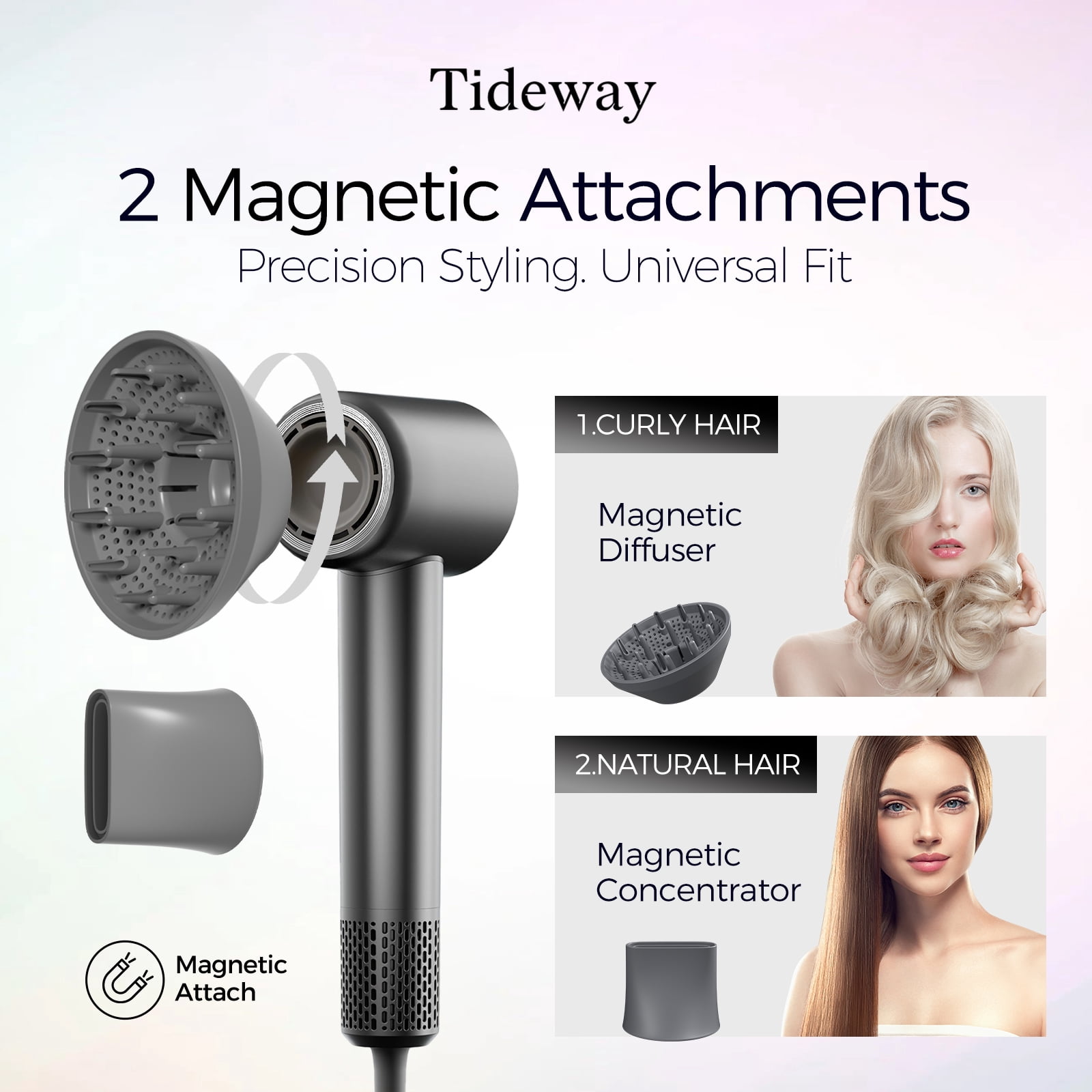 Tideway H11 Hair Dryer with Diffuser, High-Speed 110,000 RPM Brushless Motor, Plasma Tech, Smart Temp Control, Lightweight, Black