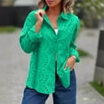 thumbnail image 7 of Womens Long Sleeve Shirts Button Up Plus Size Polka and Linen Buttoned Round Neck Loose and Comfortable Long Sleeved Top, 7 of 7