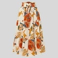 thumbnail image 2 of YDFCWXW Floral Maxi Skirt for Women Comfy Tiered Elastic High Waisted Skirts Vacation A-Line Flowy Swing Long Skirts Orange, M, 2 of 7