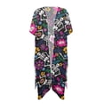 thumbnail image 2 of FKELYI Kimono Coverups for Women Soft Beach Cover Up Cinco de Mayo Flower Human Skeleton Print Half Sleeve Summer Cardigan Bikini Cover Ups Resort Wear Casual Cruise Outfits, 2 of 6
