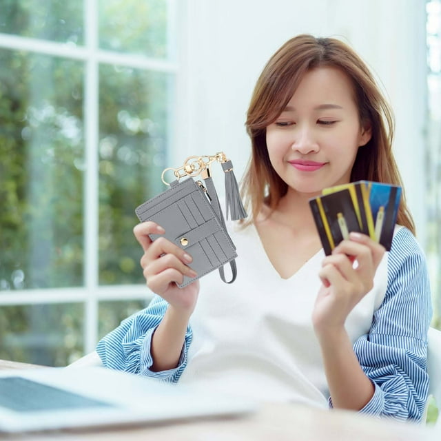 Clip Mini Wallet RFID Leather Blocking Card Holder Organizer for Everyday Use Commute Business Travel and Shopping