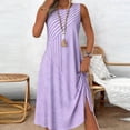 thumbnail image 2 of ZHYou Sleeveless Sundresses for Women Casual Striped Printed Crewneck Stretch Summer Vacation Beach Dresses Purple XL, 2 of 5