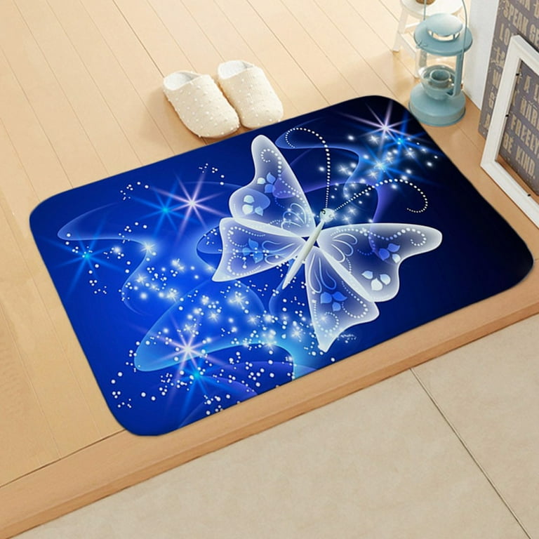 Butterfly and Pebble Patterned Mat, Bathmat, Bathroom Rug, Soft Bath Mat Rug,  Microfiber Rug, Water Absorbent Non-slip,bath Mat,washable Mat 