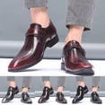 thumbnail image 4 of YUEHUA Men's Oxfords Lace Ups Shoes Fashion External Height Increase Pointed Toe Shiny Patent Leather Up Casual Prom Party, 4 of 8