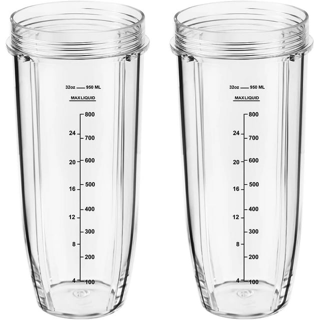32OZ Large Cup Replacement for Ninja Pro Personal Blender Cups Compatible with Ninja Nutri Professional Plus Kitchen System bl450c BL451C bl481c BN750C bn751c BN801C bn400c SS101C ss351c (2 Pack)