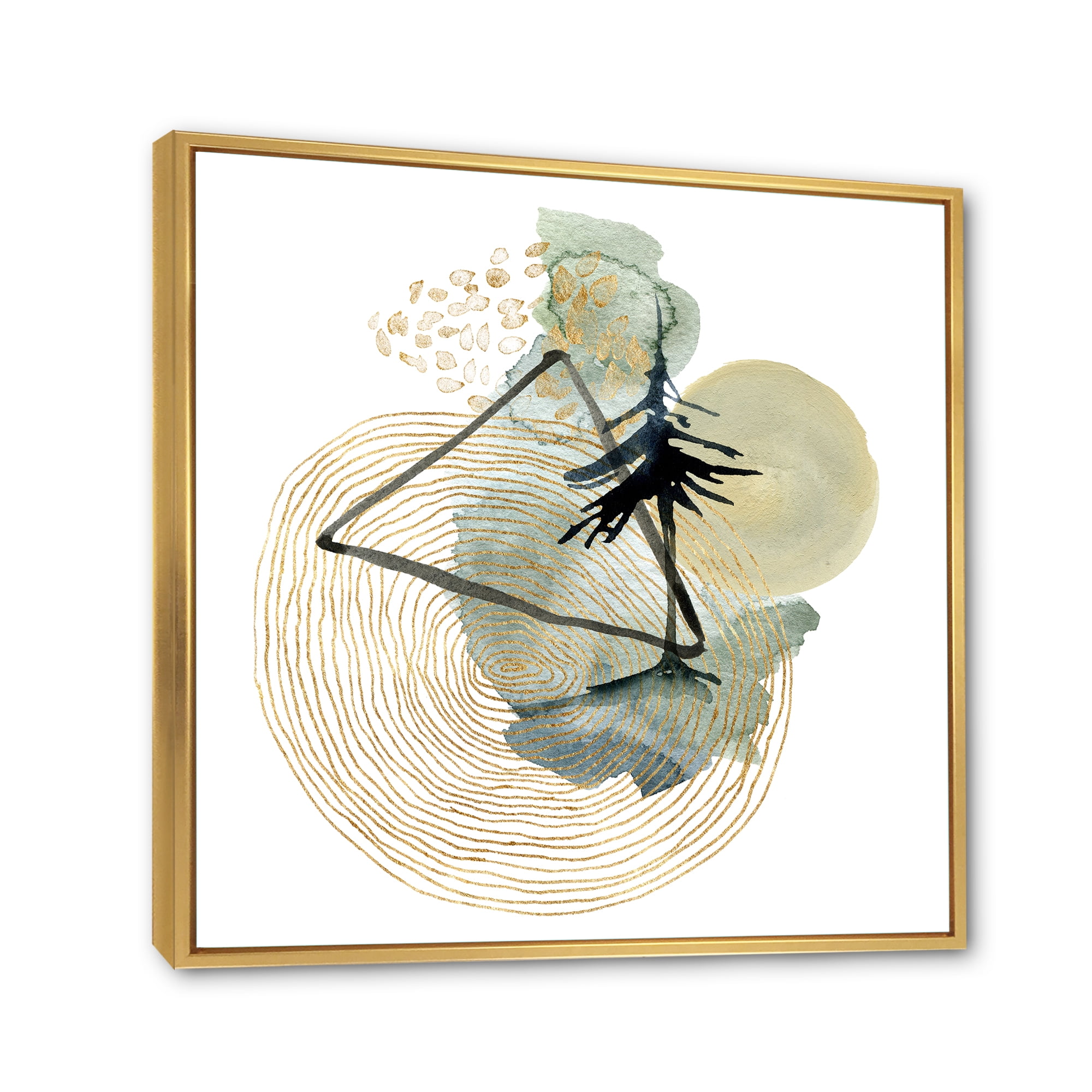 Designart 'Abstract Landscape Of Mountains Tree and Moon' Mid-Century Modern Framed Canvas Wall Art Print