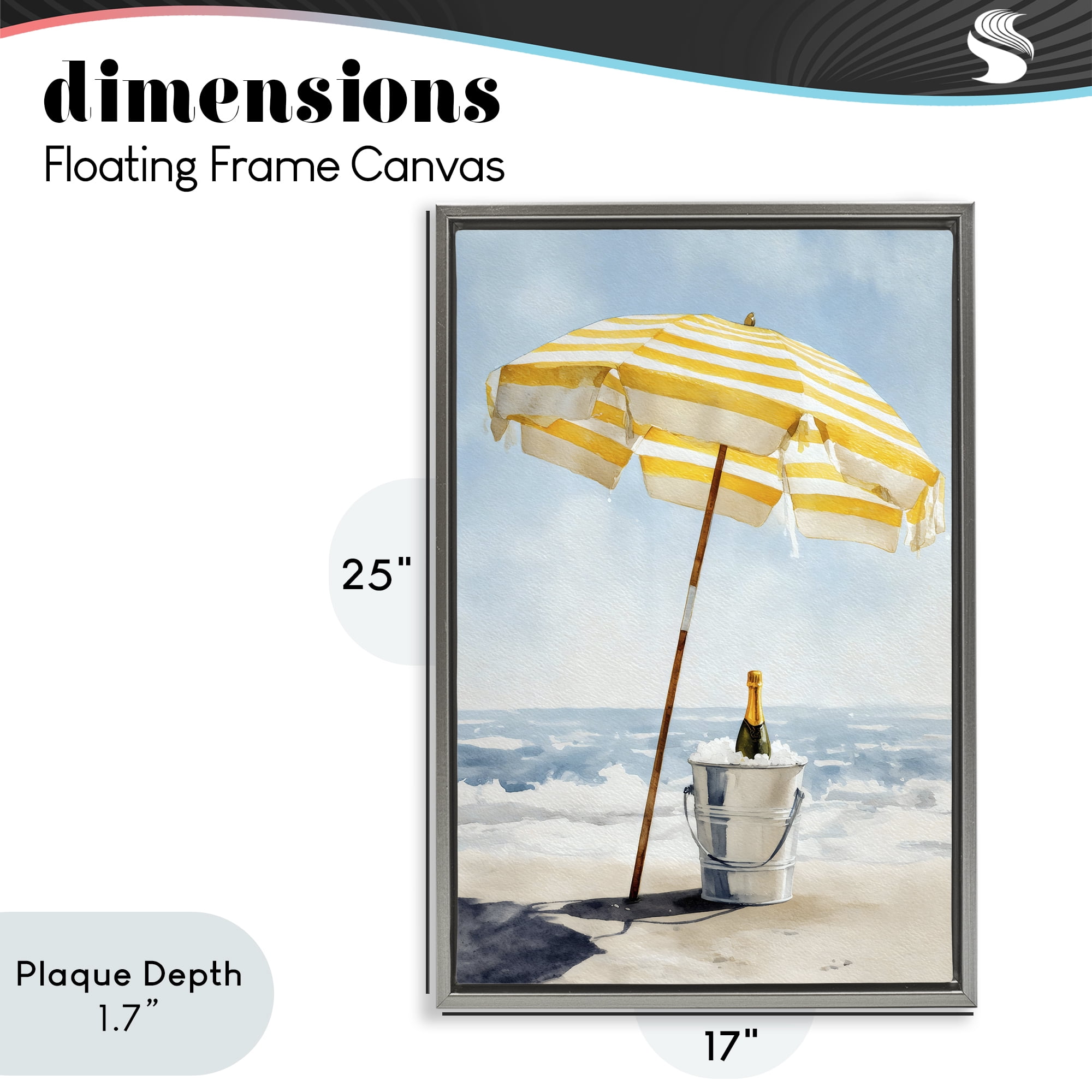 Stupell Industries Sunshine Celebration at Seaside Gray Framed Floater Canvas Wall Art, design by Petal Prints Design