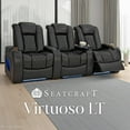 thumbnail image 3 of Seatcraft Virtuoso LT Zero-Gravity HeatZero Italian Leather Home Theater Seating, Heat & Massage, Power Headrest, Power Recline, Row of 3, Black, 3 of 9