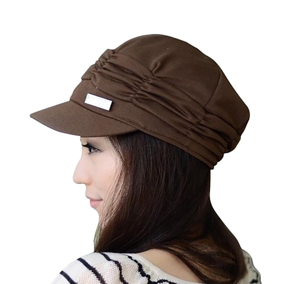 Certgust Baseball Cap Women Under $5 Womens Baseball Cap Cotton Beret Style Autumn Winter Comfortable Breathable Fold Cap Baseball Caps Sun Hats for Women Brown
