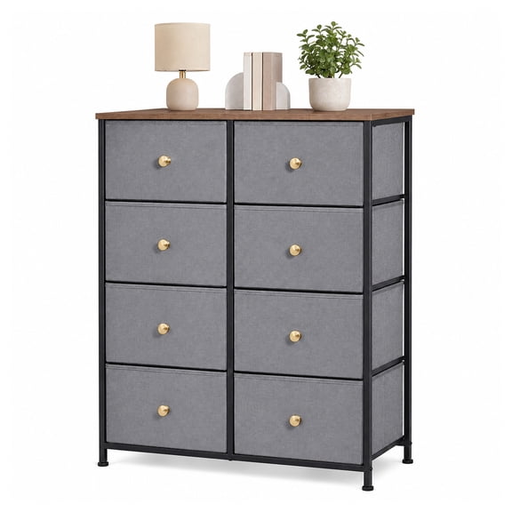 Alvantor 8/9 Drawer Fabric Dresser, Storage Tower for Bedroom and Closet, Chest of Drawers with Sturdy Steel Frame & Wooden Top for Living Room, Entryway