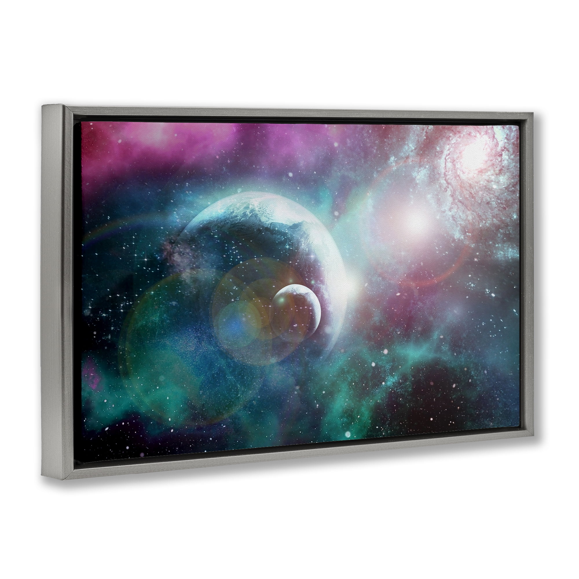 Eclipsing Cosmos Planets Gray Framed Floater Canvas Wall Art, design by Ali Chris