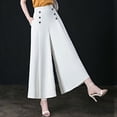 thumbnail image 3 of Pantalones anchos de mujer, pantalones de cintura alta, pantalones de trabajo con bolsillos para primavera y verano. Blanco, 3 of 6