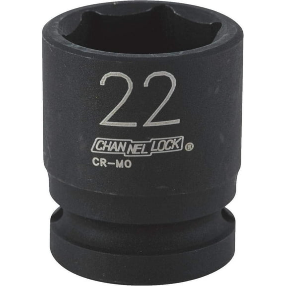 Channellock 1/2" Drive 22 mm 6-Point Shallow Metric Impact Socket
