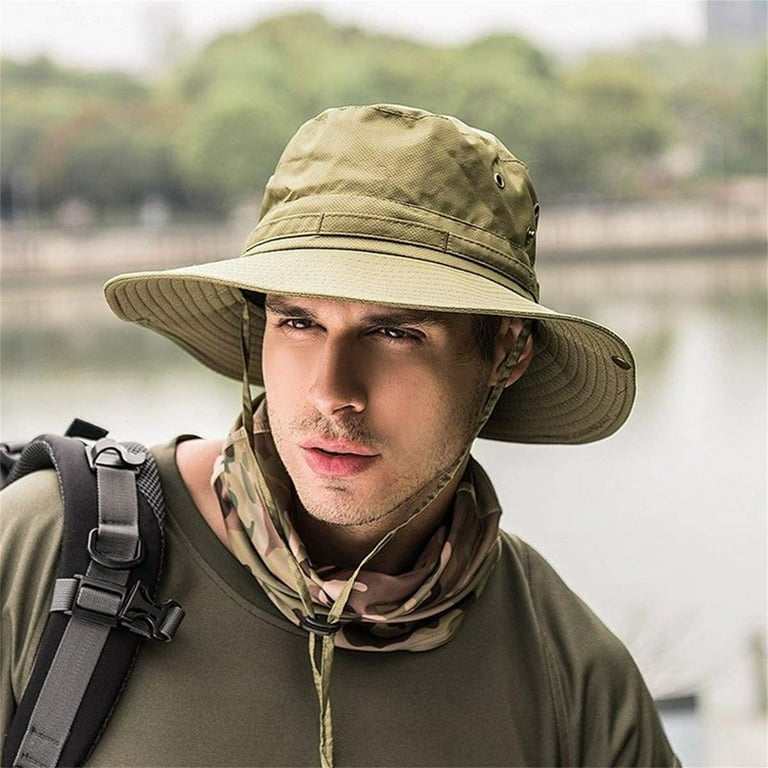 FOCUSNORM Mens UV Protection Wide Brim Sun Hats Cooling Mesh Cap