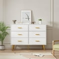 thumbnail image 6 of TROPOW 6 Drawer Dresser with Storage Space, Modern Wooden Dresser with Gold Handles, Chest Dresser with Deep Drawers for Bedroom, Living Room and Entryway,White, 6 of 9