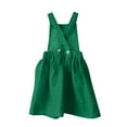 thumbnail image 7 of THDHVS Summer Dresses for Kids,Girls Casual Dresses,Kids Solid Color Linen Back Button Up Dress Suspender Skirt with Pockets Green 5-6 Years, 7 of 7