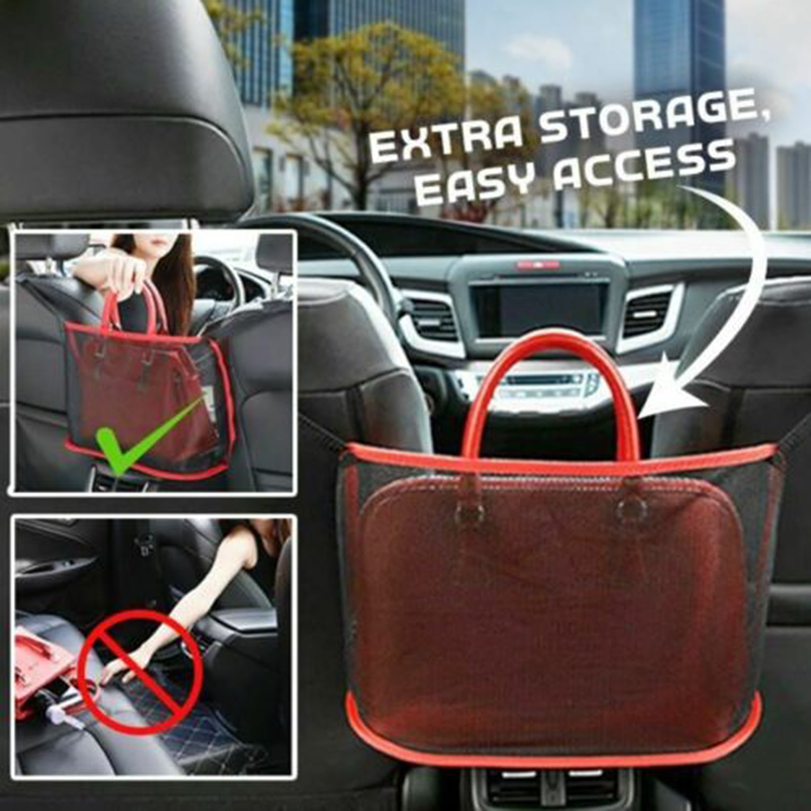 Advanced Car Seat Side Storage Mesh Net Bag Net Pocket Handbag Holder Organizer