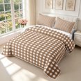 thumbnail image 3 of Manfei Modern Brown Checkered Twin Quilt Set,Geometric Check Twin Coverlet Set,2 Pieces,1 Bedspread and 1 Pillowcase, 3 of 7