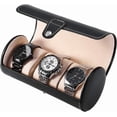 thumbnail image 1 of Brrnoo Rouleau de Montre, Support de Rouleau de Montre Cylindrique à 3 Compartiments Boîte de Rangement pour Bijoux (Noir), 1 of 8