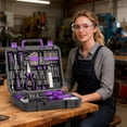 thumbnail image 4 of UBesGoo 146pcs Power Tool Combo Kits with 8V Cordless Drill, 10MM 3/8'' Keyless Chuck, Professional Home Household Kit DIY Hand Tool Set, Purple, 4 of 13